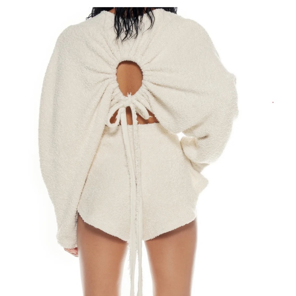Cozy Cream Textured backless Sweater